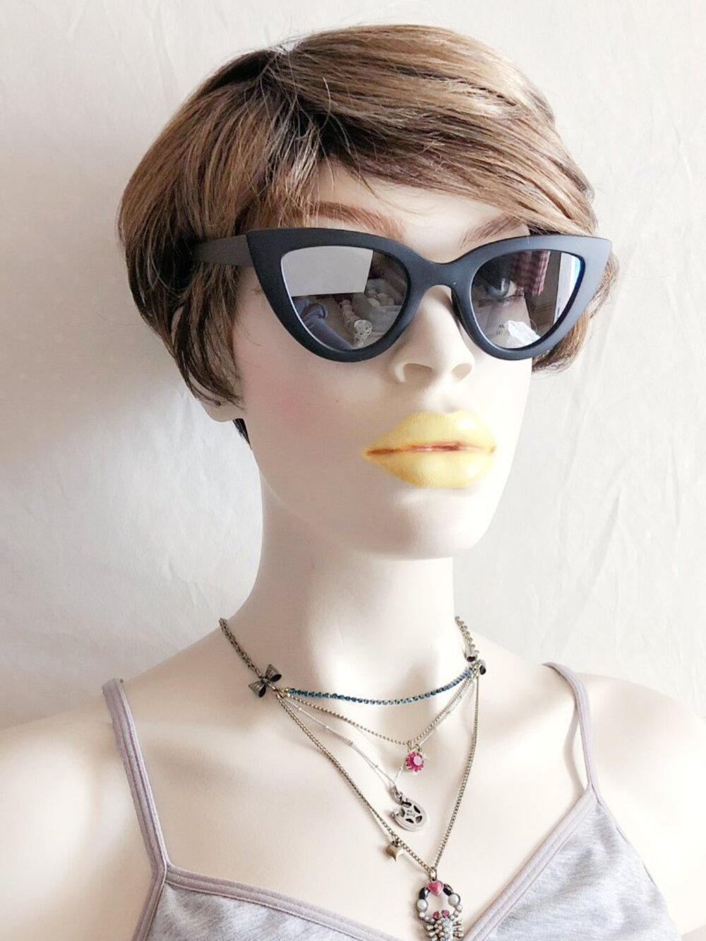 Matte Black Silver Cat Eye Sunglasses